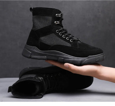 Outdoor Training Men's Tactical Boots High-Top Desert Shoes Camouflage Climbing Hiking Shoes for Men Canvas Platform Ankle Boots