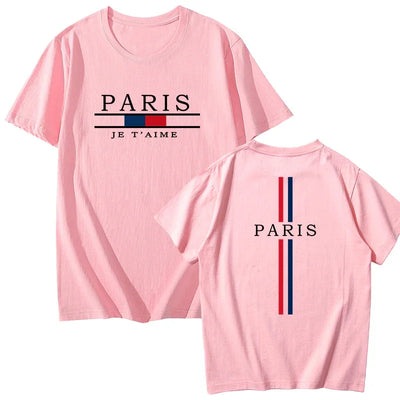 Paris Printed T-shirts for Men High Quality 100% Cotton Short Sleeved Tops Summer Spring Daily Casual Sports Tees Urban Trend