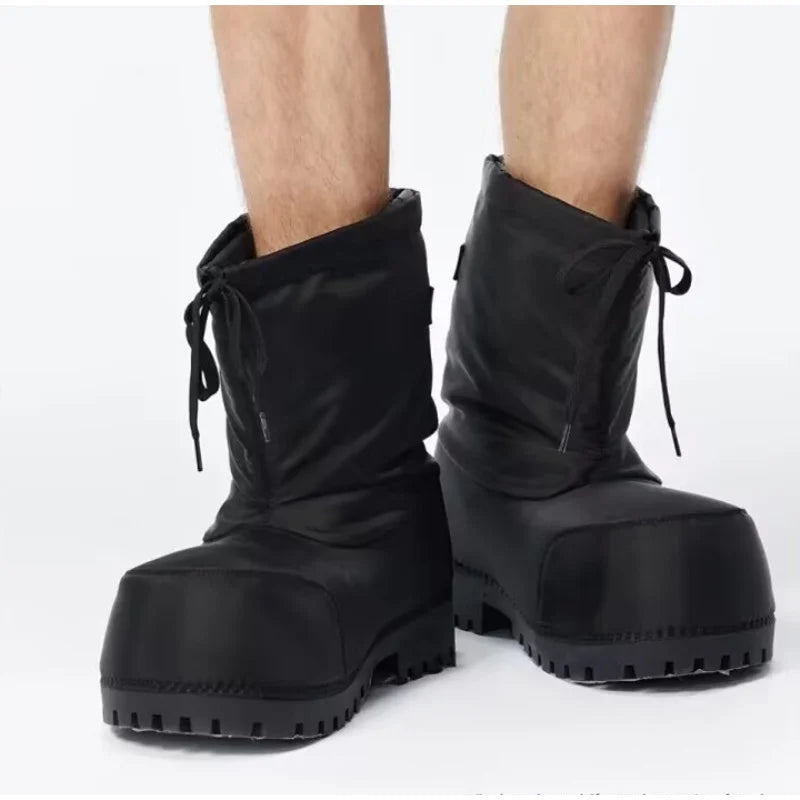 Brand Low Boots Black Ski Snow Boots Women Winter Casual Thick Bottom Big Head Plus Velvet Short Boots Ugly Cute Heighten Boots