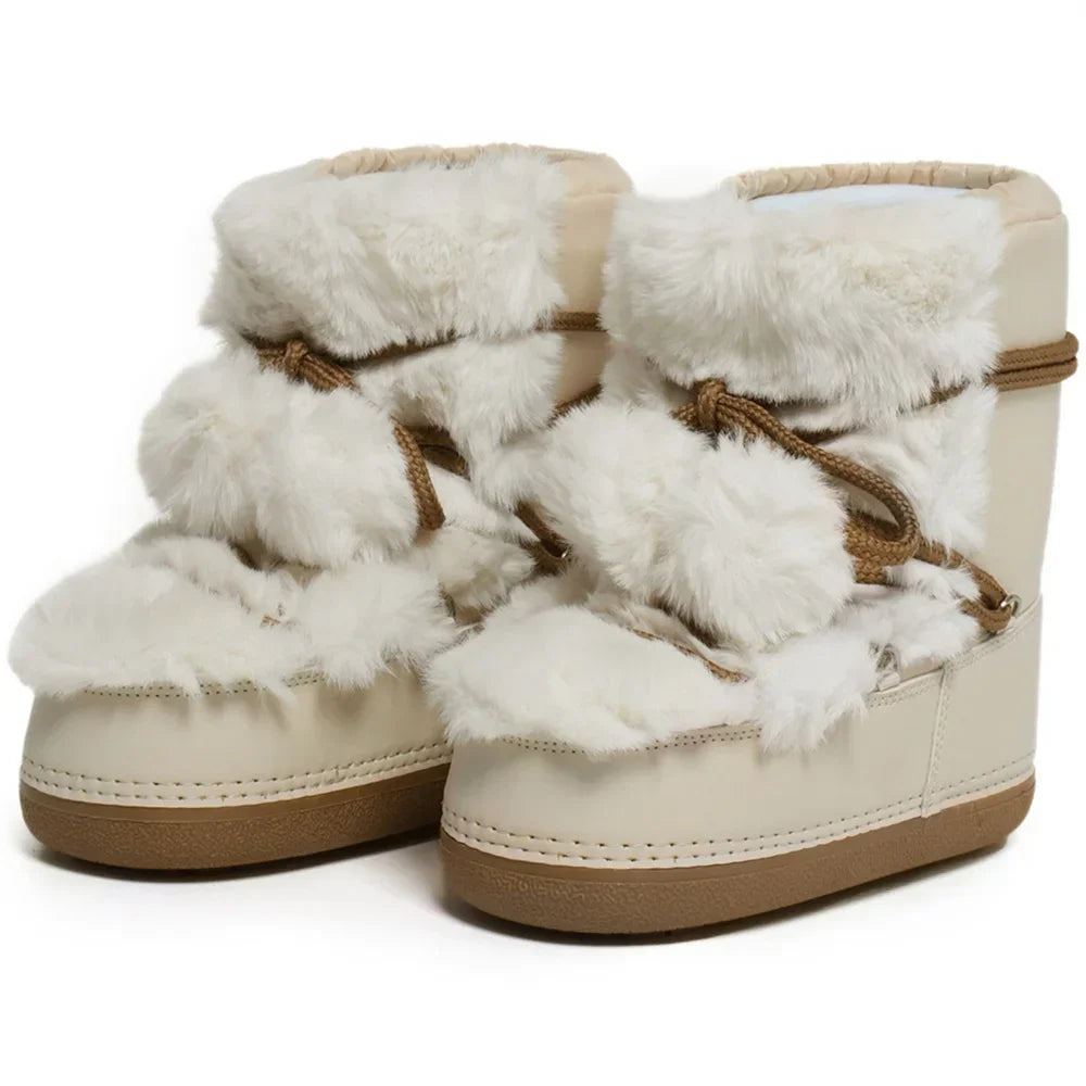 Snow Boots for Women Hairy Fuzzy Fluffy Furry Fur Boots 2025 Winter Boots for Women Waterprrof Pink Black White Fur Snow Boots