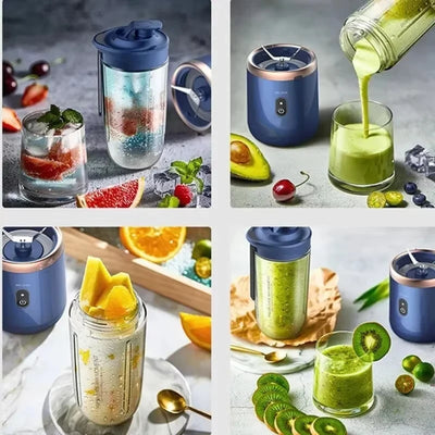 Portable Blender & Juicer 2-in-1 - USB Rechargeable Includes 6 Blades & Double Cups Ideal for Smoothies Iced Drinks & Halloween