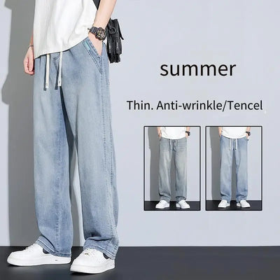 Men's Summer Pants Baggy Thin Model Jeans Pant Wide Legs Loose Casual Trousers Y2k Man Clothing Designer Clothes Man Jean Jorts