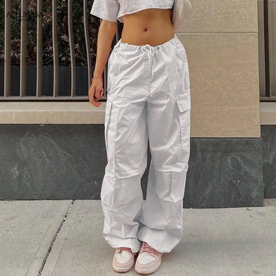 Low Waist Parachute Loose Baggy Sweatpants Trousers Women Jogger Cargo Pants Streetwear Outfits
