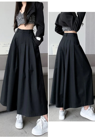 Oversize Wide Leg Pants For Women Gathered Waist Spliced Ruched Casual Solid Long Trousers Female Clothing Summer