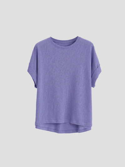 Women T Shirt Short Sleeve Cotton Linen Tops Crew Neck Oversize Dolman Plain Tees Spring Summer