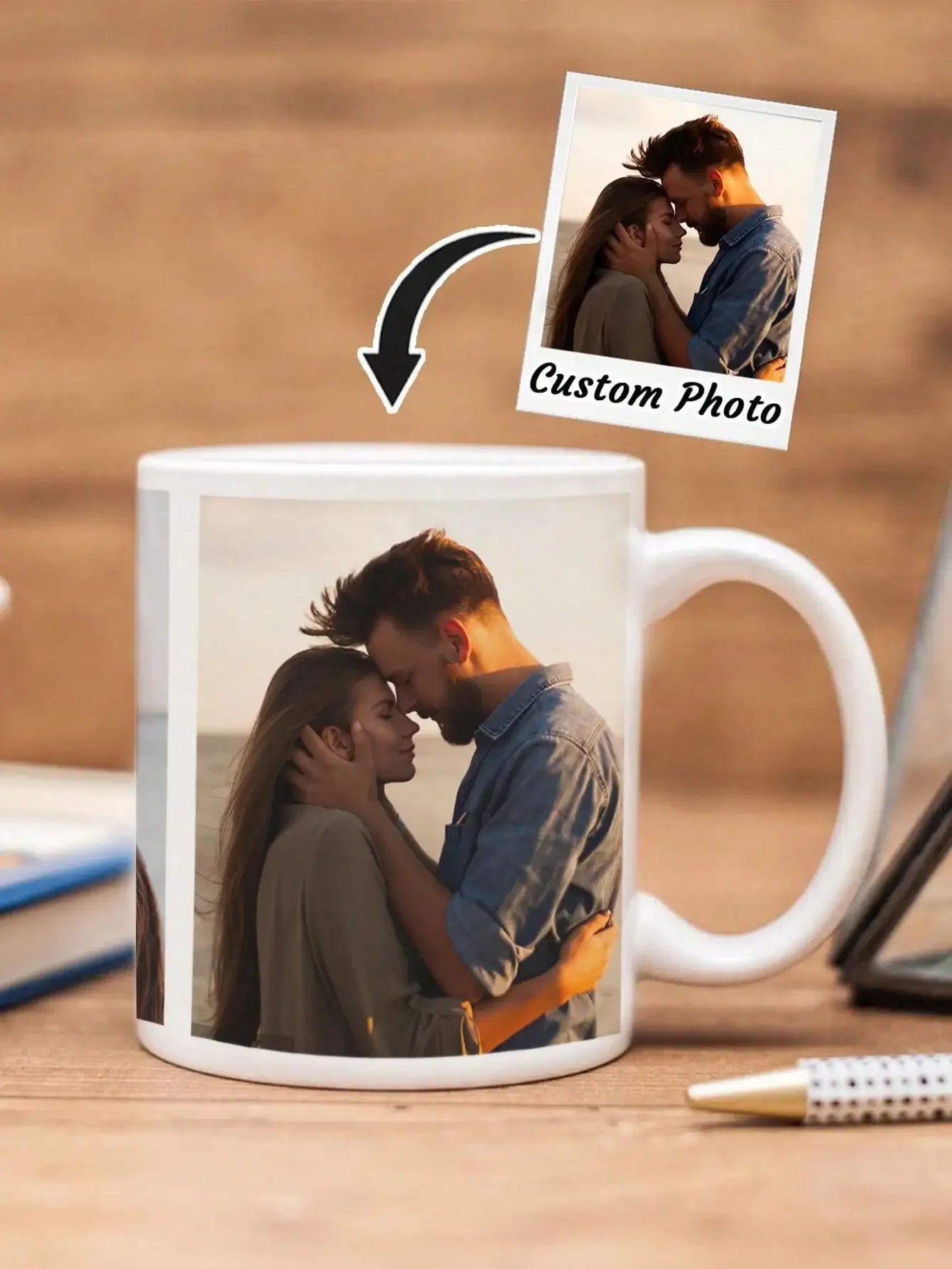 1pc Custom Photo Mug - Personalized Coffee Mug with Photo, Unique Gift for Anniversary, Valentine's, Housewarming, Mother's Day,