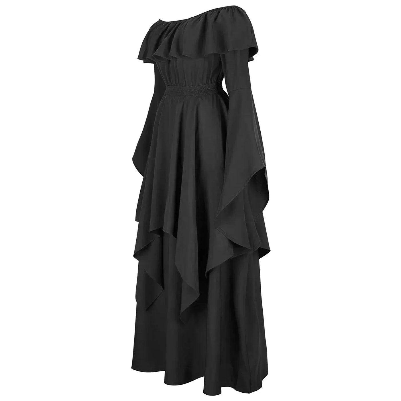 Renaissance Dress For Women Long Sleeves Medieval Off Shoulder Elastic High Waist Smocked Dress Elegant Evening Gown Plus Size