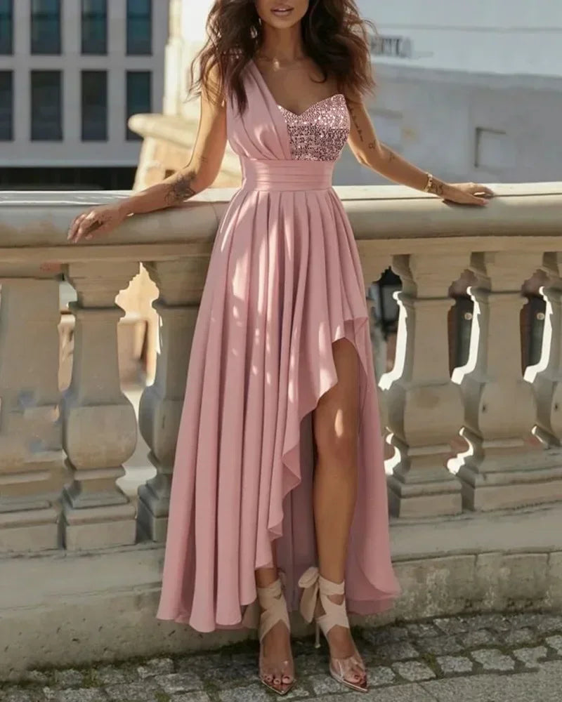 Womens Dresses 2023 New  Pink Solid Dress for Women