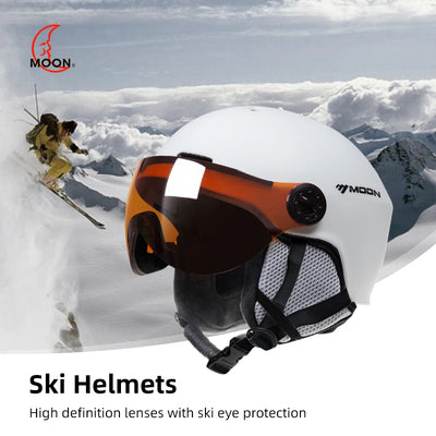 Motorcycle Helmet CE/ASTM Certified One-Piece PC+EPS Helmet with Goggles, Suitable for Skiing, Snowboarding, Outdoor Sports