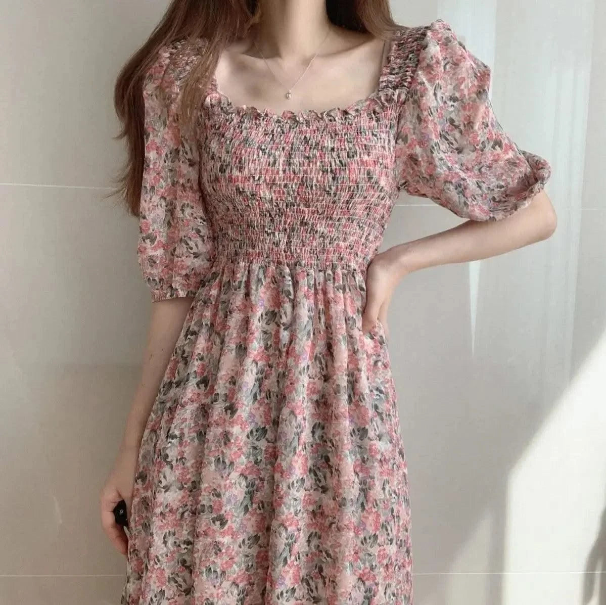 Female Dresses Pink Women's Dress Floral Graduation Formal Occasion Flower Birthday Elegant and Beautiful 2024 Fashion Summer X