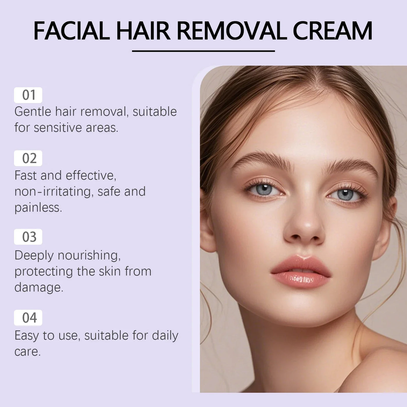 Hair Removal Cream for Face Painless Gentle Hair Remover Protect Pores from Clogging Non-irritating Nourish Smoothing Skin Care