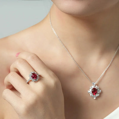 Luxury 2 CT 5A Lab Grown Ruby Ring For Women 925 Sterling Silver 18k Gold Plated Wedding
