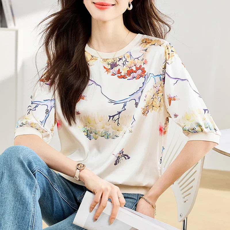 New Spring Summer Casual women T-shirts Fashion printed ladies shirts short Sleeve Tees Tops