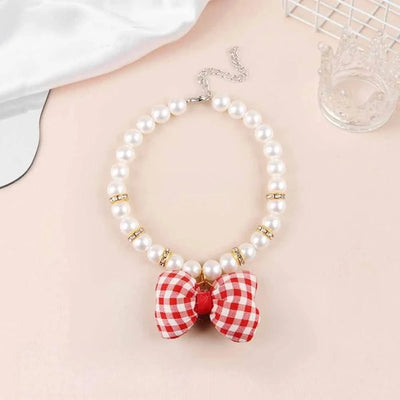 Pet Dog Accessories Bow Pet Necklace Decoration, Pearl Pet Collar Cat Dress Up Necklace