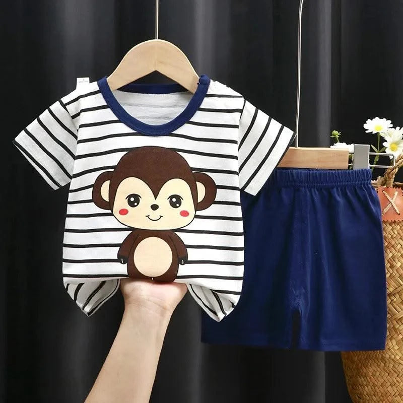 Summer Children Suits For Girls Short Sleeve Sets For Baby Girls Two Clothes T-shirt + Shorts Sets Toddler Clothing
