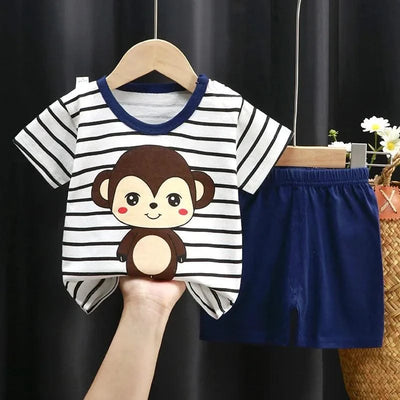 Summer Children Suits For Girls Short Sleeve Sets For Baby Girls Two Clothes T-shirt + Shorts Sets Toddler Clothing