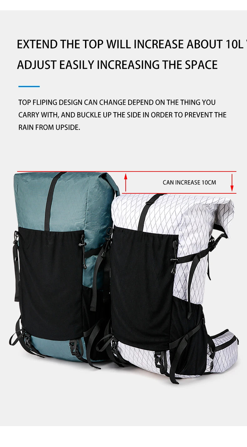 30L Hiking Backpack Daily Travel Wear-Resistant Waterproof Professional Climbing Large Capacity Roll-Up Shoulder Bag 2025 New