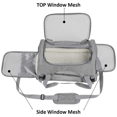 Soft-Sided Pet Travel Carrier , Mesh Breathable Carrier Bags for Cats Dogs Comfort Foldable Handbag Pet Transport Bag