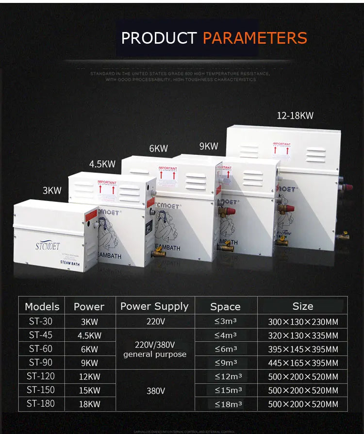 Steam Generator 220V/380V Home Steam Maker Machine Sauna Bath SPA Steam Shower Digital Controller Mist Making Machine