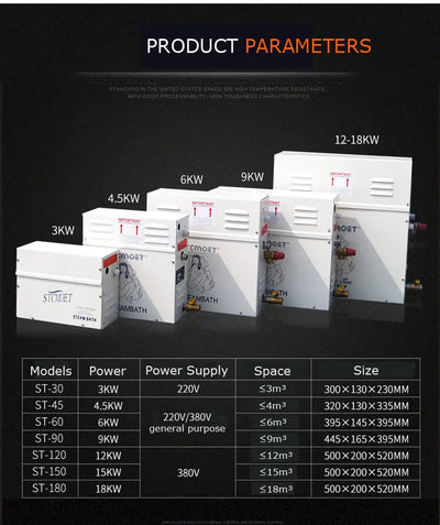 Steam Generator 220V/380V Home Steam Maker Machine Sauna Bath SPA Steam Shower Digital Controller Mist Making Machine