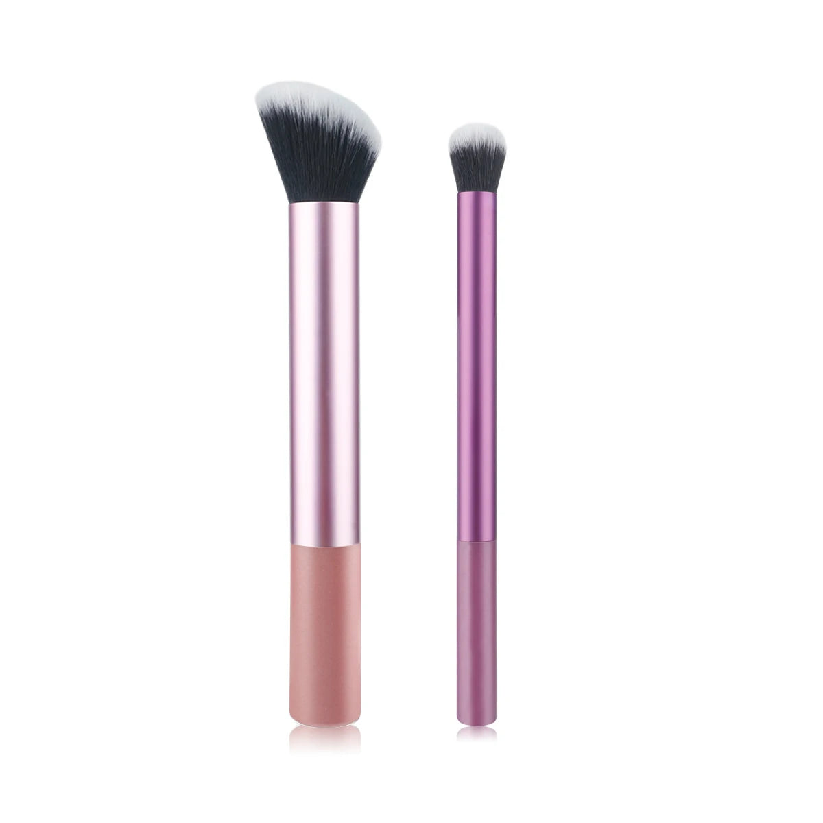 High-quality 2pcs/set Black Glossy Professional Makeup Brush Tool Kit Including Powder, Blush, Contouring, Eyeshadow, Highlighte