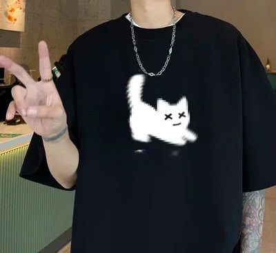 Women's T-shirts T Shirt White for Women Casual Summer Wear Cat Anime Print Fashion Tee Shirts Women's Clothing Fashion