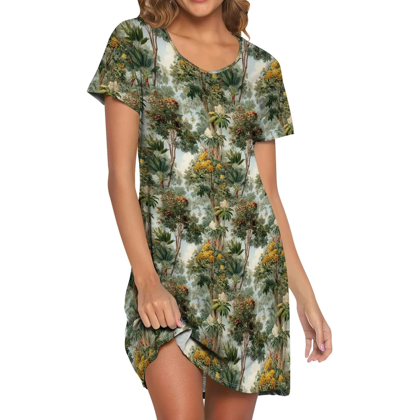 Women's Camo Print T-Shirt Dress Hunting Forest Graphic Casual Outdoor Tunic Fall Style S-3XL
