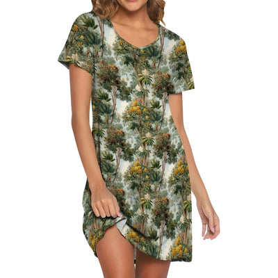 Women's Camo Print T-Shirt Dress Hunting Forest Graphic Casual Outdoor Tunic Fall Style S-3XL