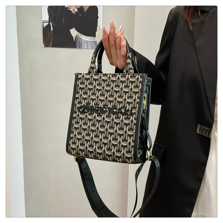 2025 Designer Sheet Music Bag for Women - Colorblock Crossbody Purse, Chic Shoulder & Handheld Tote with Adjustable Strap