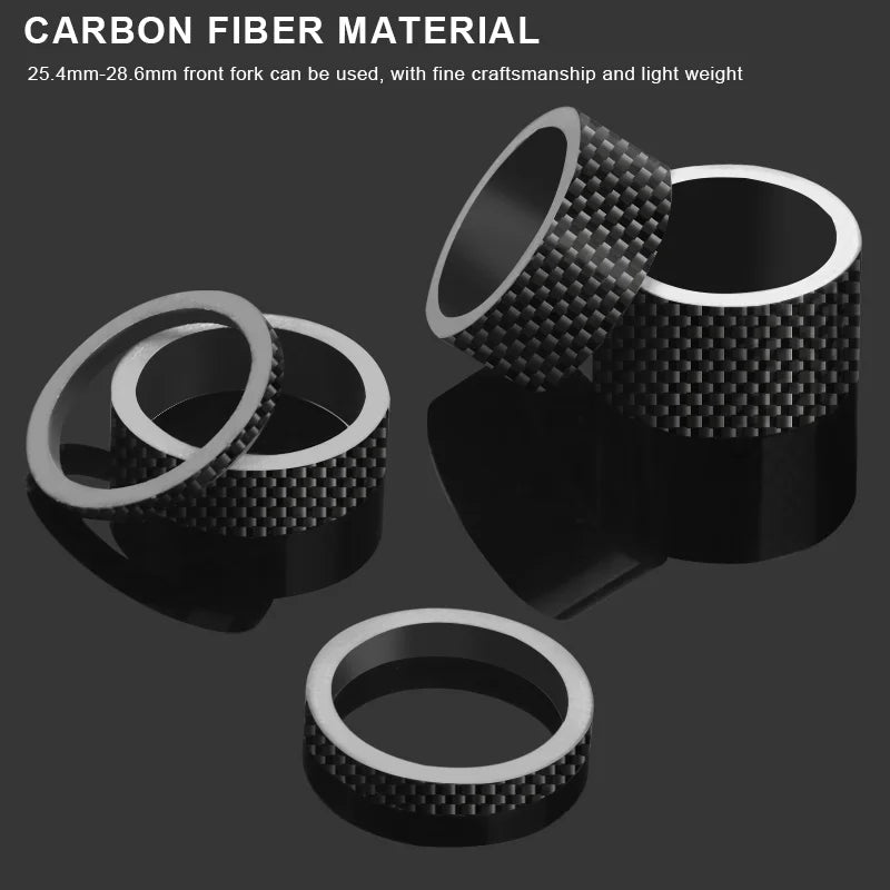 RIDERACE Bicycle Headset Spacer 28.6MM 1-1/8" MTB Bike Front Fork Stem Carbon Fiber Washer Ultra Light Adjustment Accessories