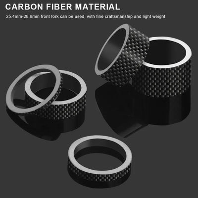 RIDERACE Bicycle Headset Spacer 28.6MM 1-1/8" MTB Bike Front Fork Stem Carbon Fiber Washer Ultra Light Adjustment Accessories