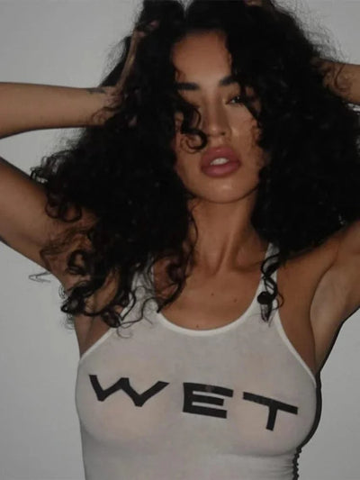Wet Printed Body Suits Women Racer Tank Top