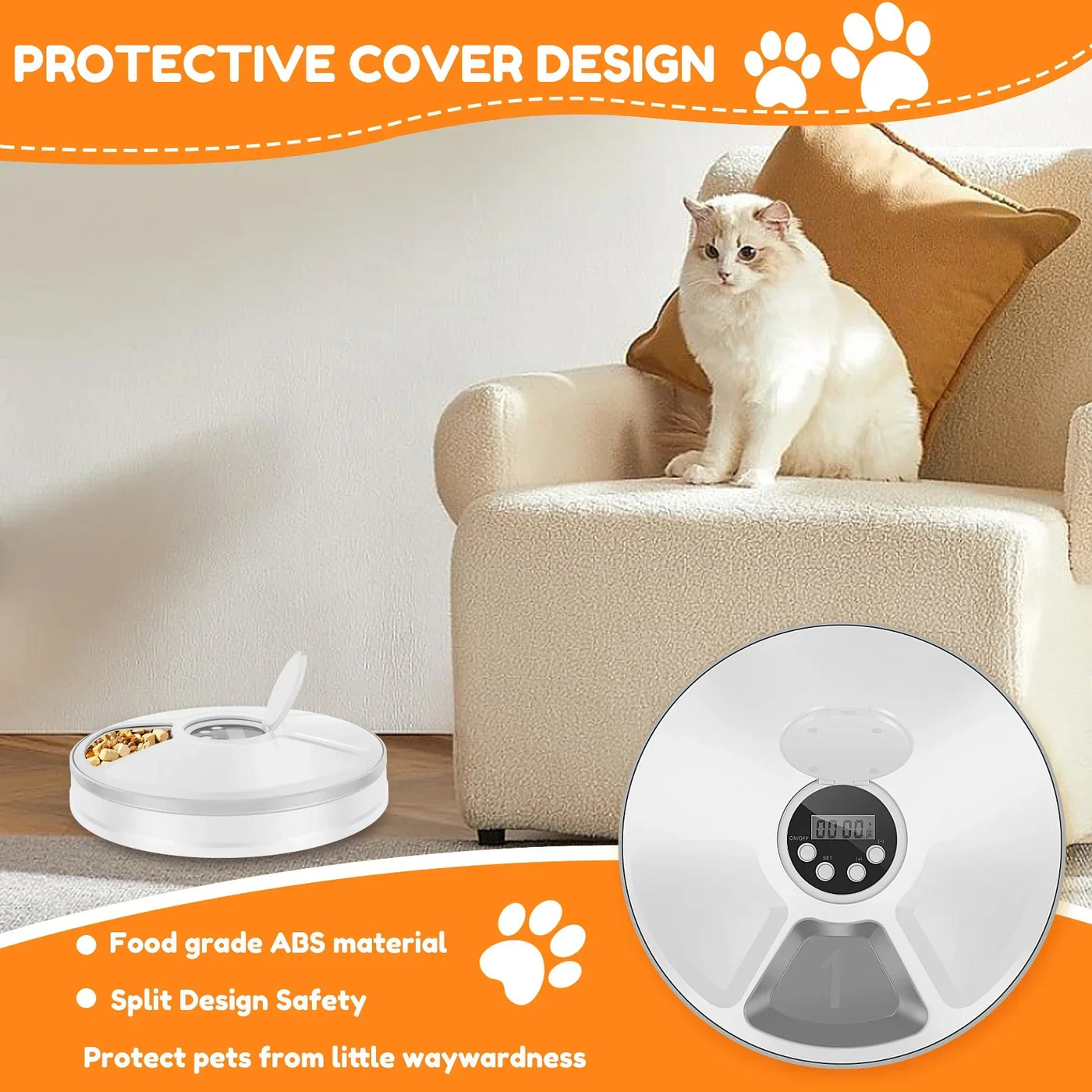 Pet Automatic Timing Feeder Intelligent Pet Feeder with Timer 6 Meals Pet Dry Wet Food Dispenser Automatic Pet Bowl Supplies