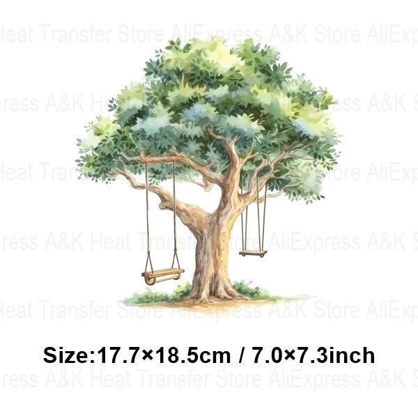 Baby Animal On Swings Heat Transfers For Kids Clothing Elephant Tigers Lion Stickers On Clothes Diy Thermal Patches Decals