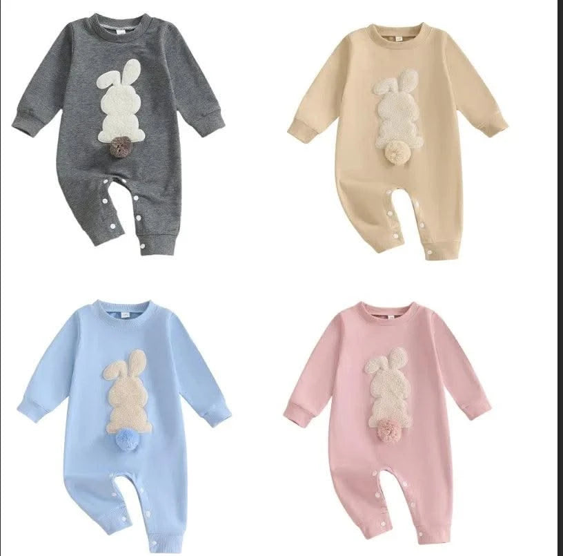 Rabbit  Embroidered Jumpsuit for Infants and Young Children  |Spring Easter | Long Crawling Clothes