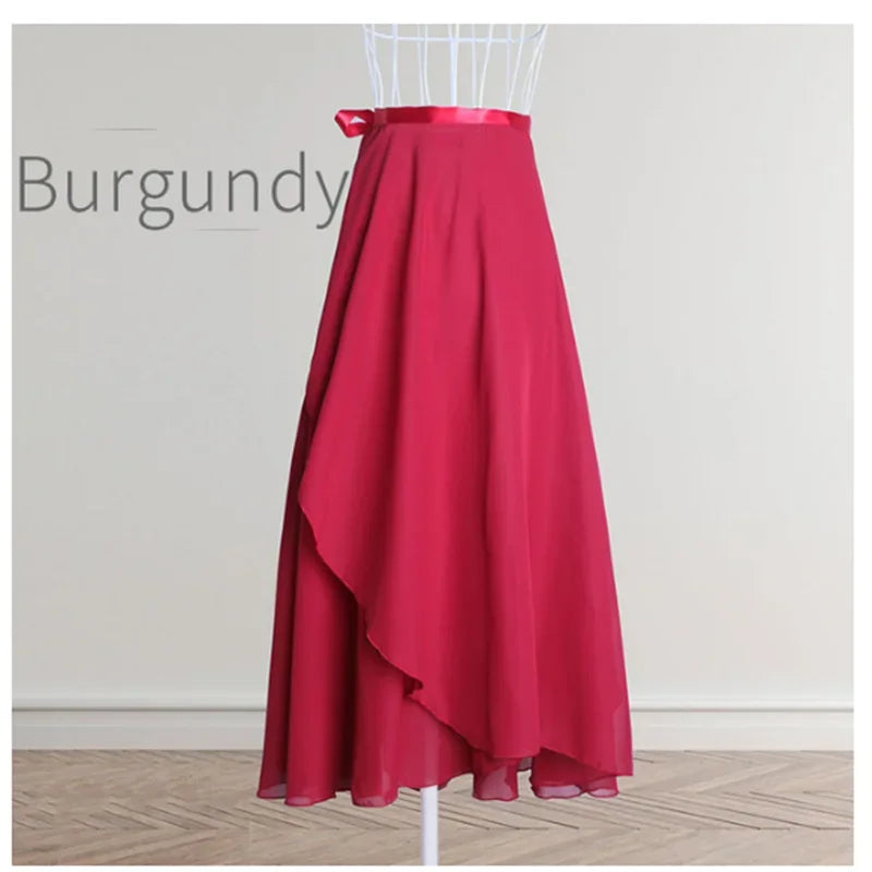 Chiffon Ballet Tutu Dance Skirt Dance Skate Wrap Scarf Gymnastics Ballerina Lyrical Long Ballet Skirt Ballet Dance Dress Women