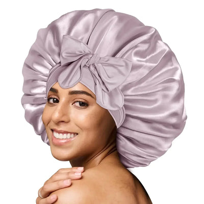 Silk Bonnet for sleeping Women Satin bonnet Hair Bonnet Night Sleep Cap Scarf wrap for Curly Hair with tie Band Black