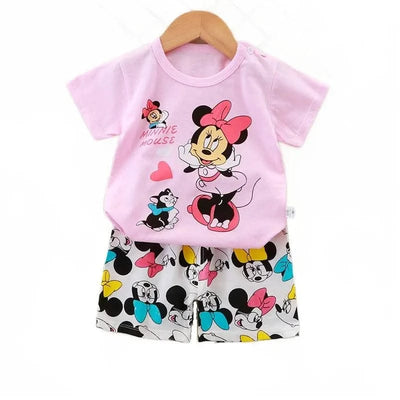 Summer Children Suits For Girls Short Sleeve Sets For Baby Girls Two Clothes T-shirt + Shorts Sets Toddler Clothing
