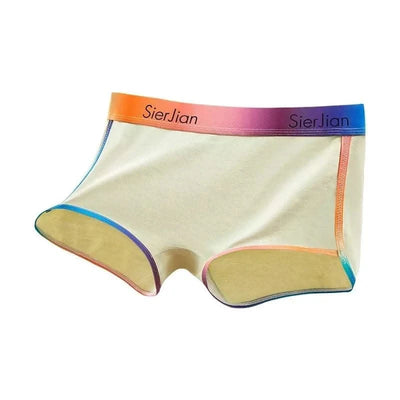 Women's Comfort Boxer Briefs Underwear Rainbow Waistband Panties Cotton Shorts Comfortable Underpants Sexy Intimates Lingerie