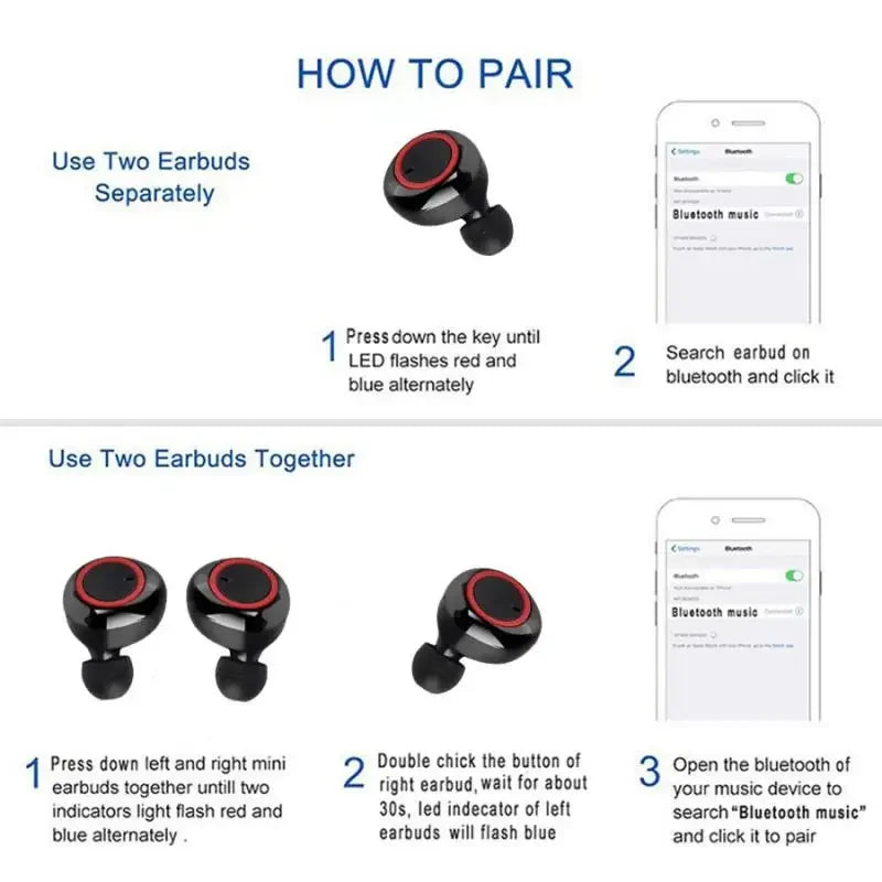 Y50 TWS Wireless Headphones Sport Earphone Bluetooth Gaming Headset Microphone Phone Wireless Earbuds For Xiaomi Huawei LG Phone