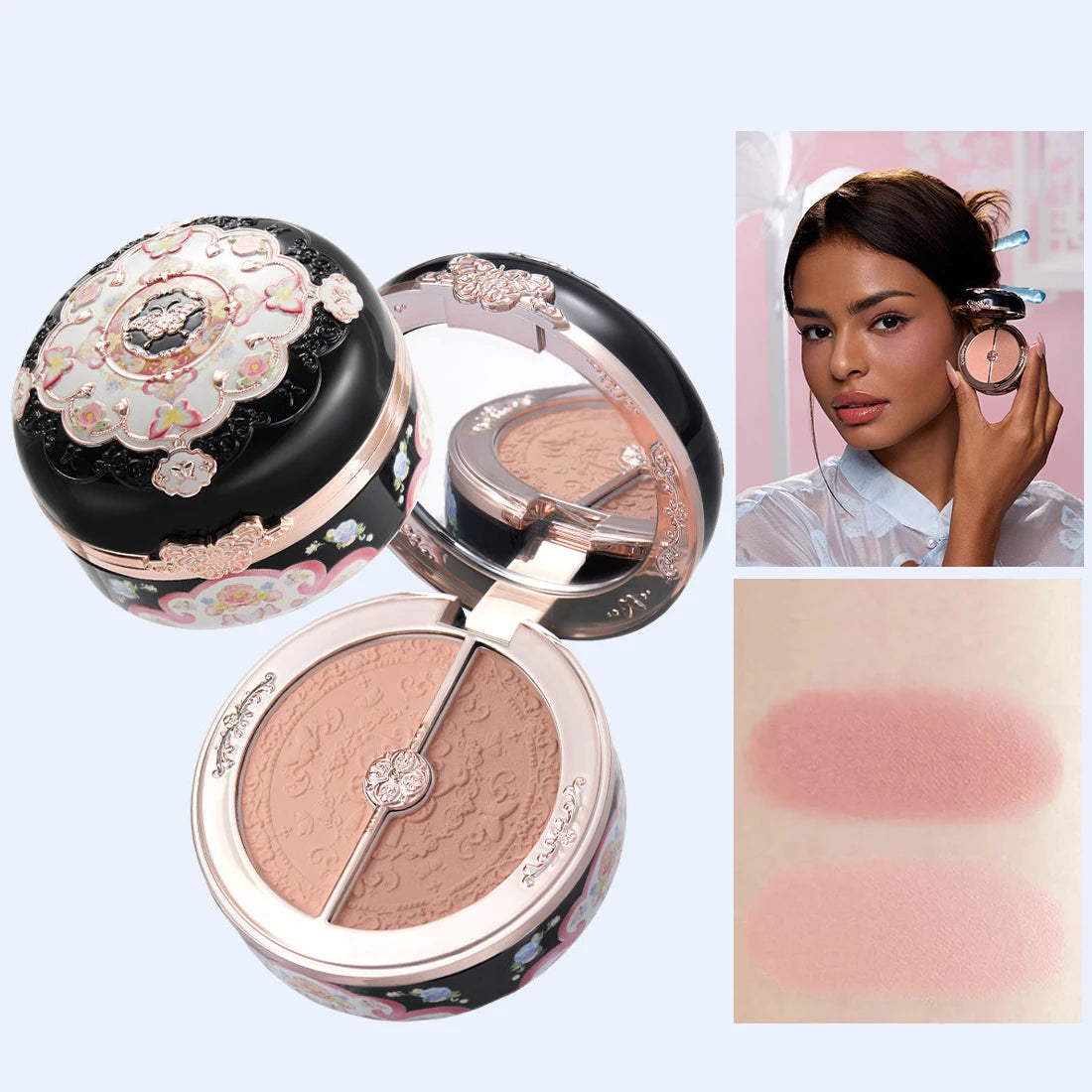 Flower Knows Butterfly Cloud Blush Duo Waterproof Long Lasting High Pigment Highlighting Powder Natural Glow Vegan Makeup