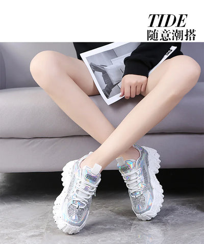 Woman’s Casual Sneakers Reflective Designer Tenis Shoes for Women Brand Fashin Platform Shoes Basket Sports Femme Walking Shoes