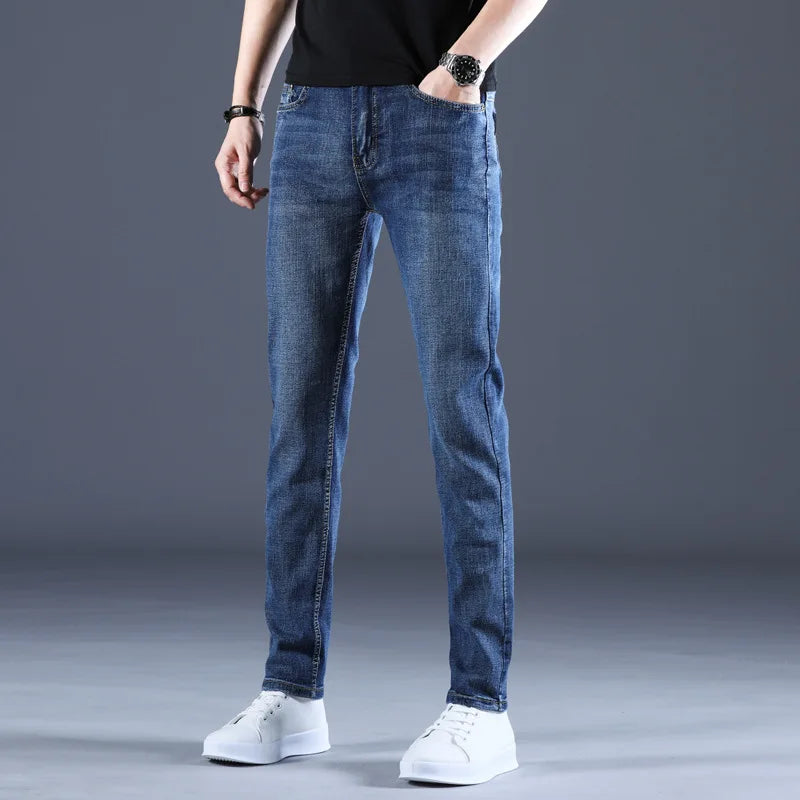 Men's Jeans Casual Skinny New Spring and Autumn Pants Straight Stretch Blue Big Size Fashion Good Quality Trousers for men