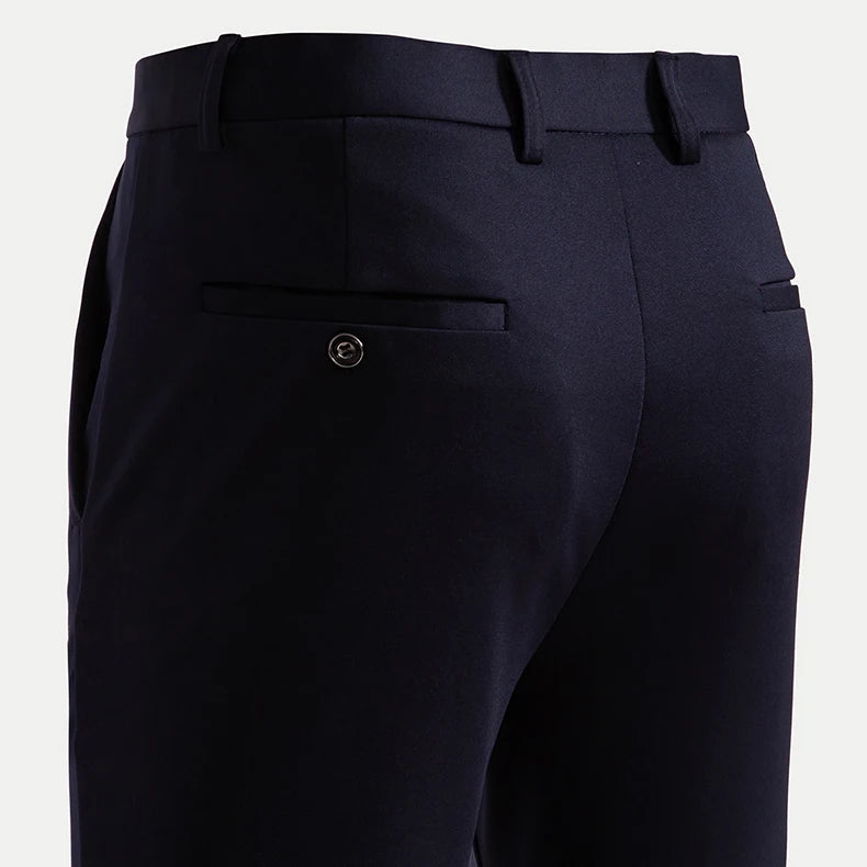 Men's Stretch Trousers Casual Smart Suit Pants Formal Straight Sport Clothing Japanese New Black Navy Elastic Office Work Pants