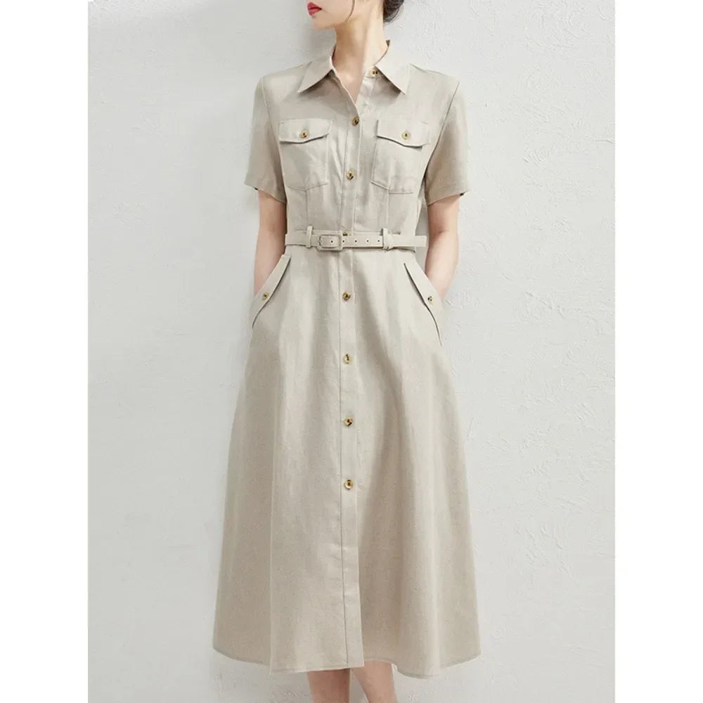 High-end Dress for Women in Summer Niche Design French Light Luxury Temperament Slim Work Shirt Skirt Skirt