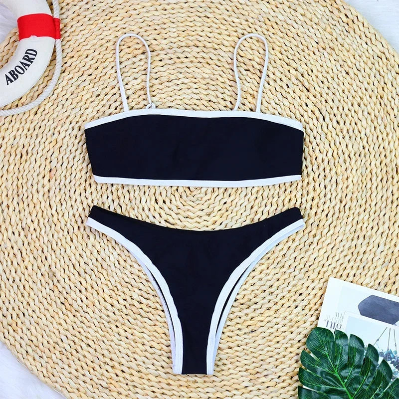 Woman Swimwear 2025 High Waist Bikinis Shorts Women's Swimsuit Luxury Ribbed Two-piece Bathing Suits Summer Bikini Set Swim Suit