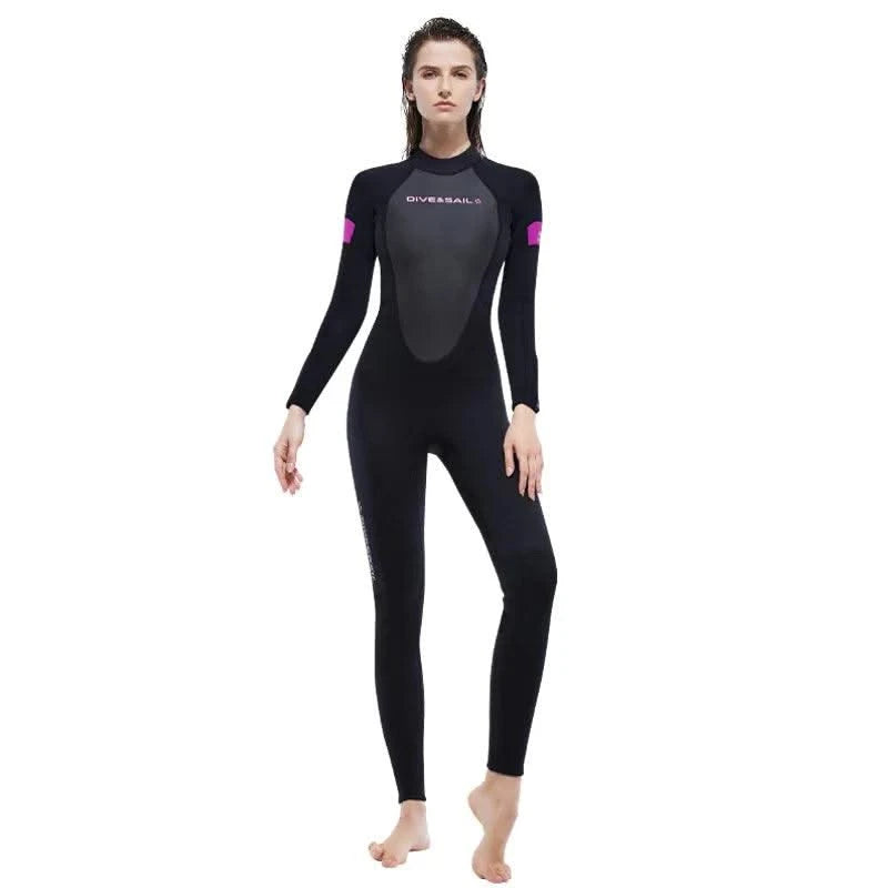 New 3mm Neoprene Wetsuit  One-Piece Suits Keep Long Sleeved Warm Surf Scuba Diving Suit Sunscreen  Beach Snorkeling Swimsuit