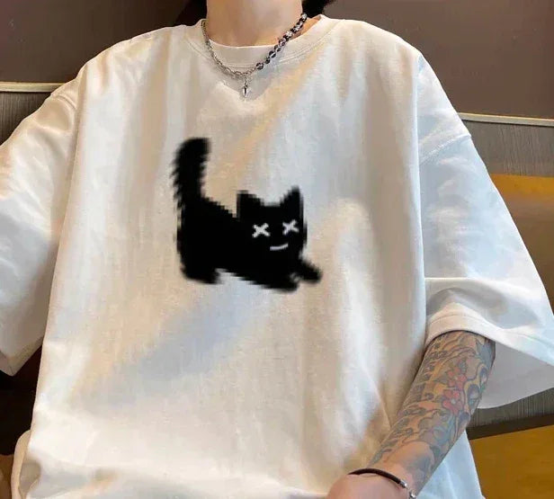 Women's T-shirts T Shirt White for Women Casual Summer Wear Cat Anime Print Fashion Tee Shirts Women's Clothing Fashion