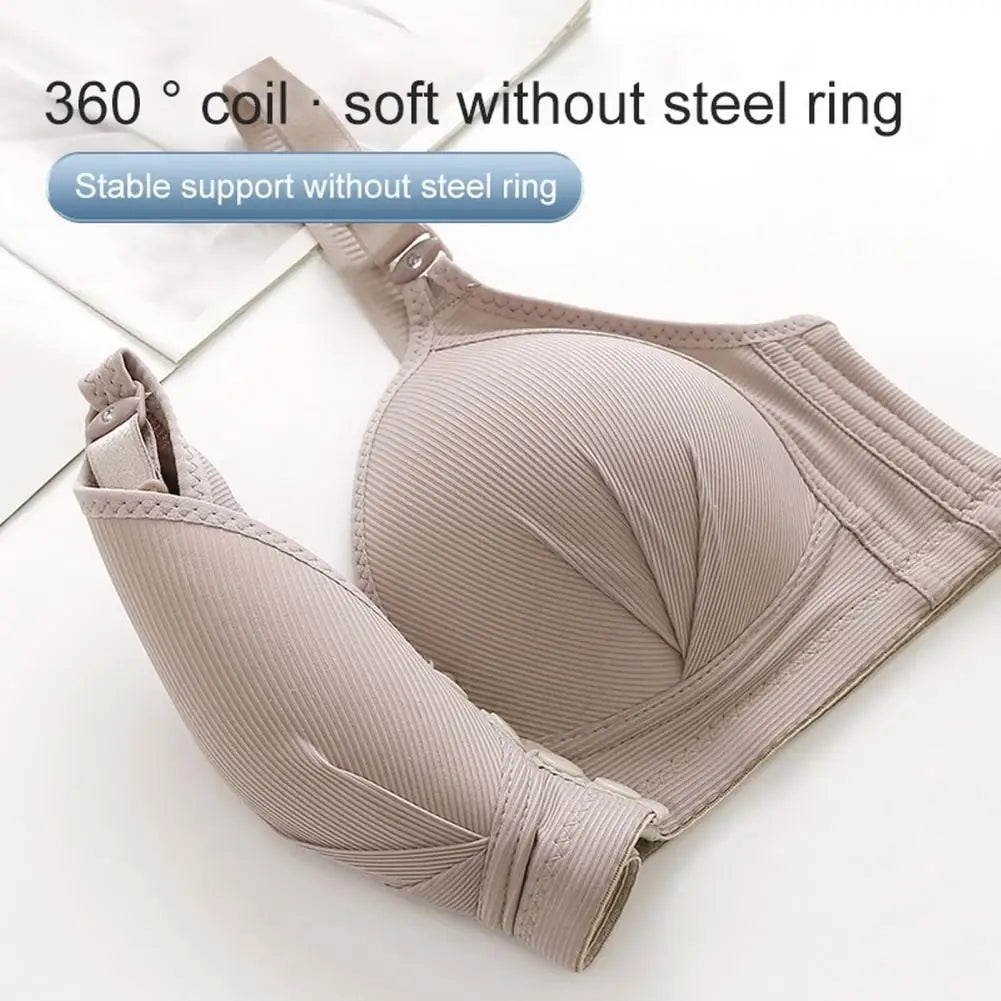 Breathable Bra Front Button Closure Push Up Bra for Women with Adjustable Straps Plus Size Support No Wire Design for Ladies