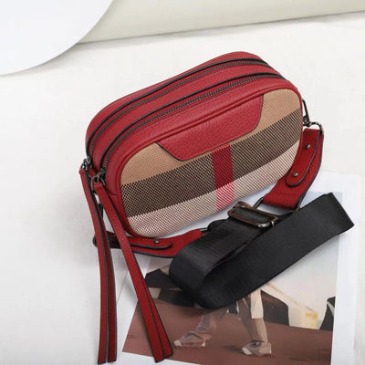 Genuine Leather Fashion Camera Bag Women Luxury Crossbody Shoulder Bags Messebger Canvas Brand Designer Handbags Square Black